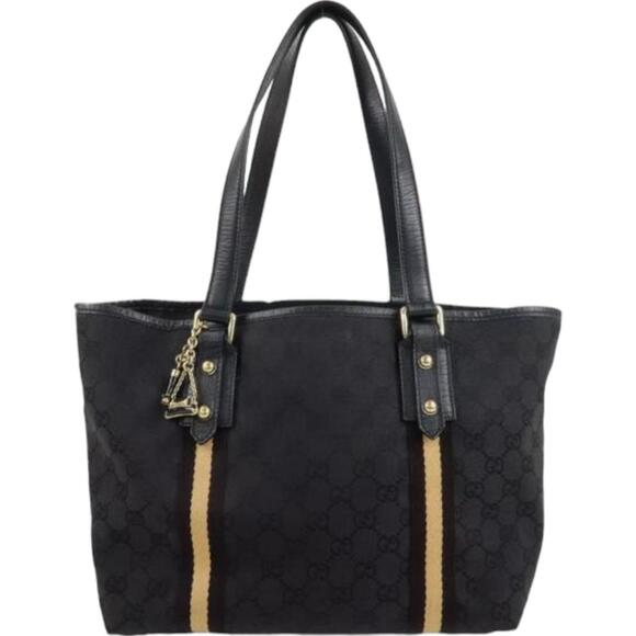 gucci Handbags - 💎✨BEAUTIFUL✨💎 Authentic GUCCI Canvas Leather Tote Bag Black Sherry GG